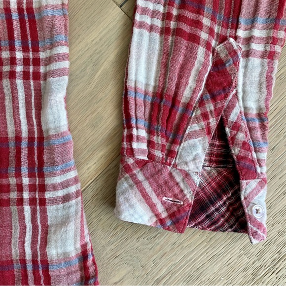 Rails Kendra gauze cotton double plaid long sleeve button-up shirt, size Medium - Picture 3 of 12